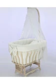 TURHAN BEBE Doğal Ahşap Anne Yanı Sallanır Sepet Beşik - 1