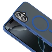 iPhone 17 Kılıf Mat Arka Yüzey Wireless Şarj Özellikli Zore Flet M-safe Kapak - Lacivert thumbnail 8