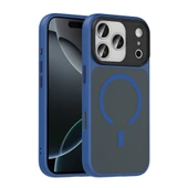 iPhone 17 Pro Max Kılıf Mat Arka Yüzey Wireless Şarj Özellikli Zore Flet M-safe Kapak - Lacivert thumbnail 1