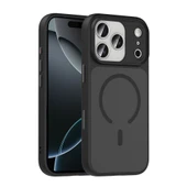 iPhone 17 Pro Kılıf Mat Arka Yüzey Wireless Şarj Özellikli Zore Flet M-safe Kapak - Siyah thumbnail 1