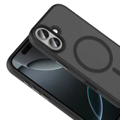 iPhone 17 Kılıf Mat Arka Yüzey Wireless Şarj Özellikli Zore Flet M-safe Kapak - Siyah thumbnail 6