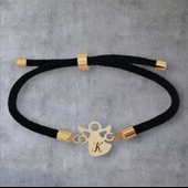 Harfe Özel 14 Ayar Altın Plakalı Mevlana Figürlü Siyah Örgü İpli Hediye Bileklik-319 thumbnail 1
