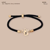 Burca Özel Mevlana Figürlü Siyah Örgü İpli 14 Ayar Altın Plakalı Hediye Bileklik-319 thumbnail 1