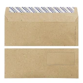 Elitstore Diplomat Zarf Kraft Pencereli Silikonlu 90 gr. 10.5 cm x 24 cm 100'lü Paket - 1