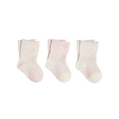 F&F Baby Ayaktan Çıkmayan Bebek Çorabı 3 lü Set Pembe Kalpli 0-6 AY - 1