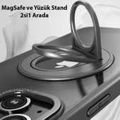 iPhone 14 - iPhone 13 Magsafe Uyumlu Standlı Manyetik Silikon Kılıf (Siyah) - 4