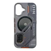 iPhone 16 Uyumlu Nio Magsafe Matte Armor Kılıf (Gri) - 1