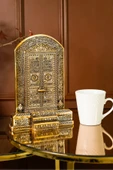 Lüks Hediyelik Dekoratif Obje Gold Dekor Gold Ev Ofis Dekorasyon Kabe Kapısı Ayetel Kürsi Biblo thumbnail 2
