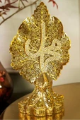 İkili Lüks Dekoratif Biblo Papatya Ve Çınar Yapraklı Allah Muhammed Işlemeli Dekoratif Figür thumbnail 4