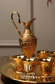 Zemzem Takımı | Zemzem Fincan Seti | Gold Zemzem Sunum Tepsisi, İbrik ve Bardak Set thumbnail 5