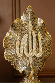İKİLİ LÜKS FİGÜR PAPATYA VE ÇINAR YAPRAKLI ALLAH MUHAMMED İŞLEMELİ DEKORATİF OBJE thumbnail 5