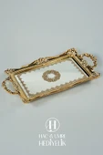 Söz Nişan Nikah Zemzem Sunum Tepsisi | Lüks Gold Dekoratif Aynalı Tepsi | Avangard Süslü Tepsi thumbnail 2
