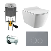 Creavit Elegant Beyaz Kanalsız Asma Klozet EG321, Duroplast Yavaş Kapak, Terra Gömme Rezervuar Set - 1