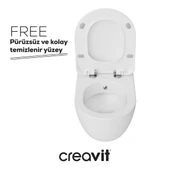 Creavit Free Beyaz Kanallı Asma Klozet FE320, Creavit Free Duck Duroplast Yavaş Kapak thumbnail 3