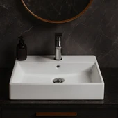 Turavit Vega Dikdörtgen Beyaz Delikli Lavabo 60x45 Cm VG0060 thumbnail 5