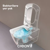 Creavit Elegant Beyaz Kanalsız Asma Klozet EG321, Duroplast Yavaş Kapak, Terra Gömme Rezervuar Set - 6