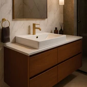 Turavit Vega Dikdörtgen Beyaz Delikli Lavabo 50x42 Cm VG0050 - 6