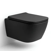 Turavit Luna Kanalsız Mat Siyah Asma Klozet LN5610S, Luna Mat Siyah Duroplast Yavaş Kapak thumbnail 2