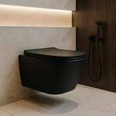 Turavit Luna Kanalsız Mat Siyah Asma Klozet LN5610S, Luna Mat Siyah Duroplast Yavaş Kapak thumbnail 1