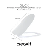 Creavit Free Beyaz Kanallı Asma Klozet FE320, Creavit Free Duck Duroplast Yavaş Kapak thumbnail 5