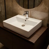 Turavit Vega Dikdörtgen Beyaz Delikli Lavabo 50x42 Cm VG0050 - 3