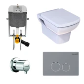 Turavit Plaza Beyaz Kanallı Asma Klozet PLZ1710, Nkp Yavaş Kapak, Creavit Terra Gömme Rezervuar Set - 1