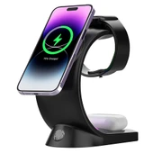 S-link SL-CW20 Telefon, Saat, Kulaklık Uyumlu 15W Siyah RGB Kablosuz Şarj Cihazı - 2