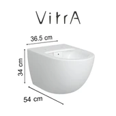 Vitra Sento Rim-Ex Beyaz Asma Klozet 7748B003-0559, Vitra Slim Yavaş Kapak 120-003-009 thumbnail 4