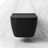 Turavit Luna Kanalsız Mat Siyah Asma Klozet LN5610S, Luna Mat Siyah Duroplast Yavaş Kapak thumbnail 3