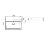 Turavit Vega Dikdörtgen Beyaz Delikli Lavabo 50x42 Cm VG0050 - 5