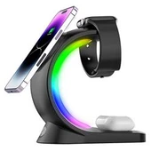 S-link SL-CW20 Telefon, Saat, Kulaklık Uyumlu 15W Siyah RGB Kablosuz Şarj Cihazı - 3