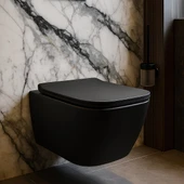 Turavit Luna Kanalsız Mat Siyah Asma Klozet LN5610S, Luna Mat Siyah Duroplast Yavaş Kapak - 2