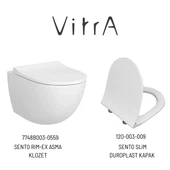Vitra Sento Rim-Ex Beyaz Asma Klozet 7748B003-0559, Vitra Slim Yavaş Kapak 120-003-009 thumbnail 2