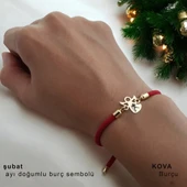 Burca Özel Mevlana Motifli Kırmızı Örgü İpli 14 Ayar Altın Plakalı Hediye Bileklik-328 thumbnail 1
