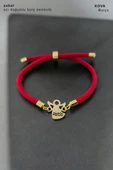 Doğum Ayına Özel 14 Ayar Altın Plakalı Mevlana Motifli Kırmızı Örgü İpli Hediye Bileklik-328 thumbnail 2