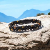 Kaplan Gözü Ve Oniks Doğaltaş Ve Çelik Halatlı Erkek Bileklik 31832B18D2 thumbnail 6