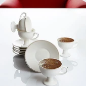Kosova Kahve Fincan Takımı 6 Kişilik YKN07 Beyaz Gold - 1