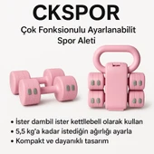 Ayarlanabilir Ağırlıklı Dambıl ve Kettlebell Seti 5,5 Kg Fitness Egzersiz Ağırlık Antrenmanı - 1