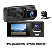 3 Kanallı 1080P Full HD WiFi Destekli Araç Kamerası - Gece Görüşlü, Park Monitörlü, Geniş Açı - 1