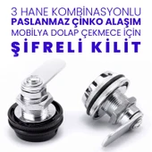 Upway Paslanmaz Çinko Alaşım Anahtarsız Şifreli Mobilya Dolap Çekmece Kilidi thumbnail 5
