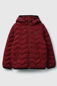 Erkek Çocuk Bordo Logo İşlemeli Mevsimlik İnce Pufa Mont - 1
