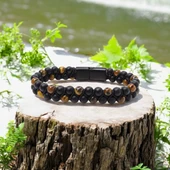 Kaplan Gözü Ve Oniks Doğaltaş Ve Çelik Halatlı Erkek Bileklik 31832B18D2 thumbnail 3