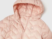 Kız Bebek Toz Pembe Simli Logo İşlemeli Kapüşonlu Mevsimlik İnce Mont - 3