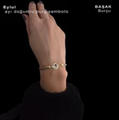 Burca Özel Eşkenar Dörtgenli Kahverengi Örgü İpli 14 Ayar Altın Plakalı Hediye Bileklik-332 thumbnail 2