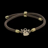 Harfe Özel 14 Ayar Altın Plakalı Mevlana Figürlü Kahverengi Örgü İpli Hediye Bileklik-335 thumbnail 1