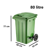 Omnipazar SY-6504 Pedallı Tekerlekli Kapaklı Çöp Konteyneri 80 lt Yeşil - 2