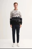 Cazador Vintage Soft Touch Slim Fit Bisiklet Yaka Desenli Kazak-33235 - 3