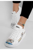 Dogo Kadın Vegan Deri Beyaz Sneakers - The Wise Owl Tasarım - 1