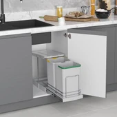 Teleskopik Raylı Plastik Gövde Çöp Kovası 12+12 Lt. Antrasit S2392 - 3