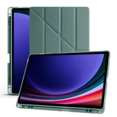Samsung Galaxy Tab S7 Plus T970 12.4 İnç Katlanabilir Kalemlikli Standlı Akıllı Kılıf  Haki - 5